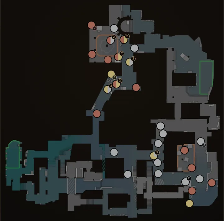 Dust II — real lineup markers from Lineupr